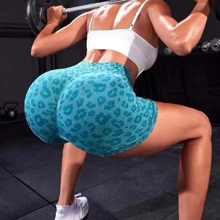 High Waist Leopard-print Shorts Fitness Yoga Shorts null
