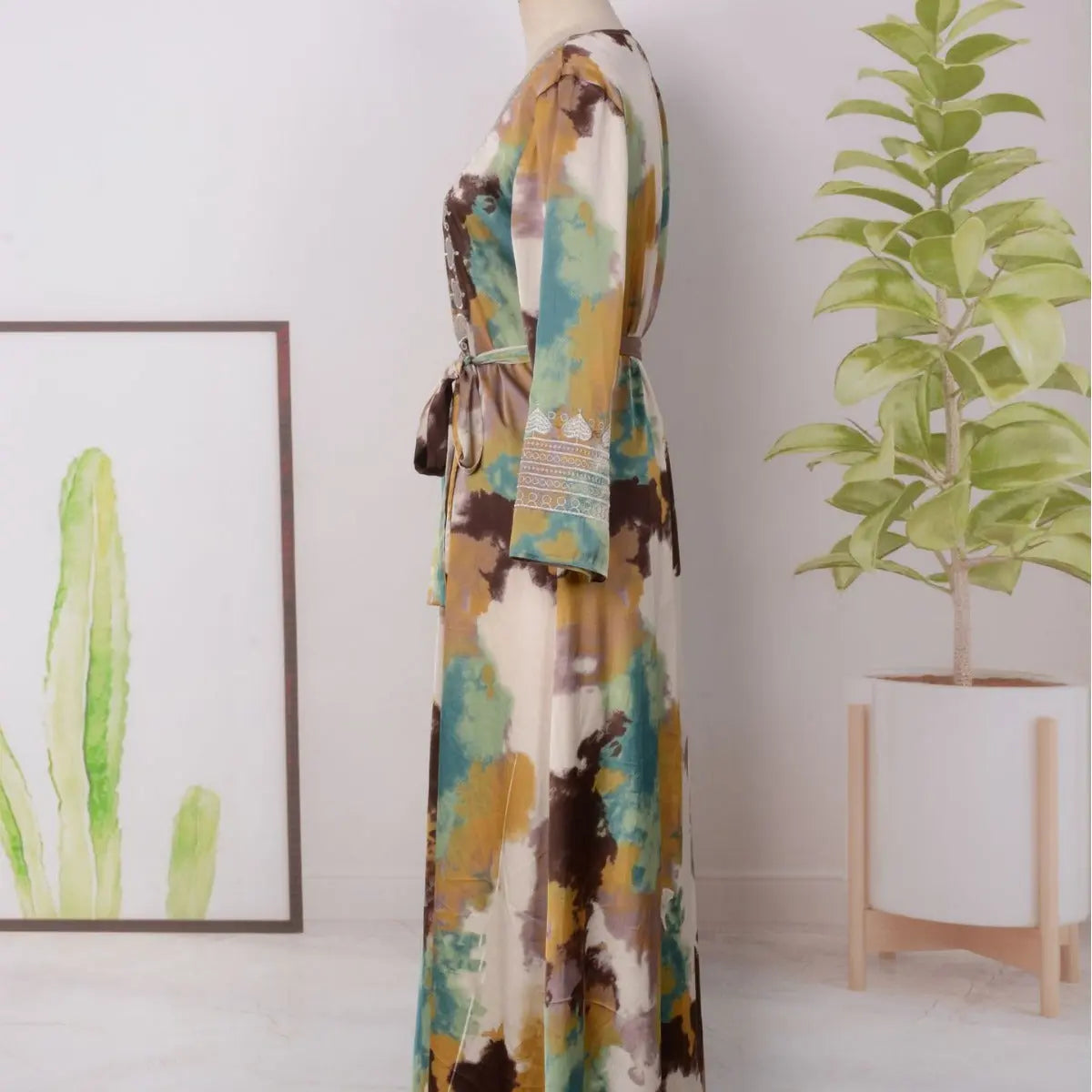 Women's Printed Embroidered Large Swing Muslim Dress null