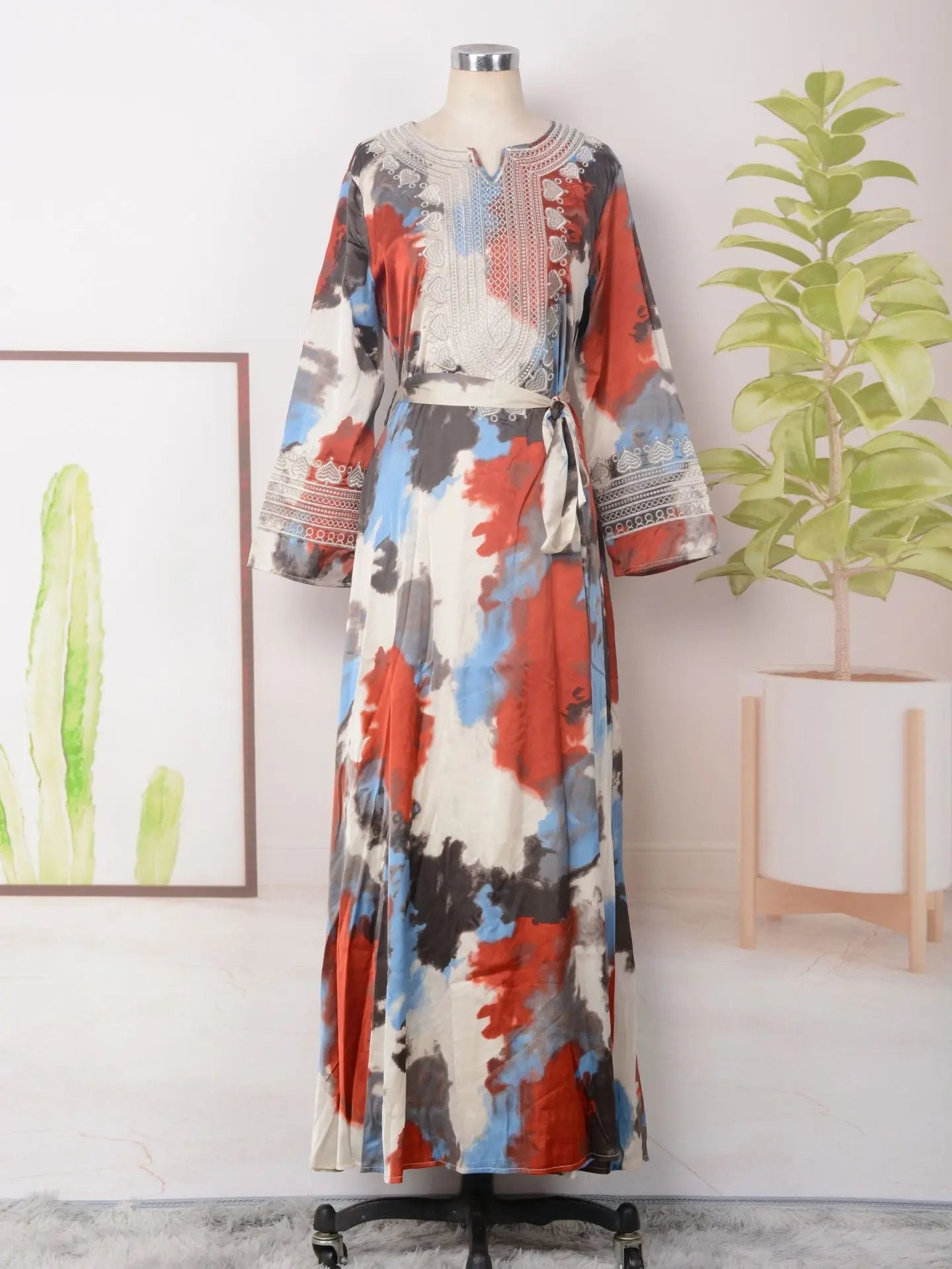 Women's Printed Embroidered Large Swing Muslim Dress null