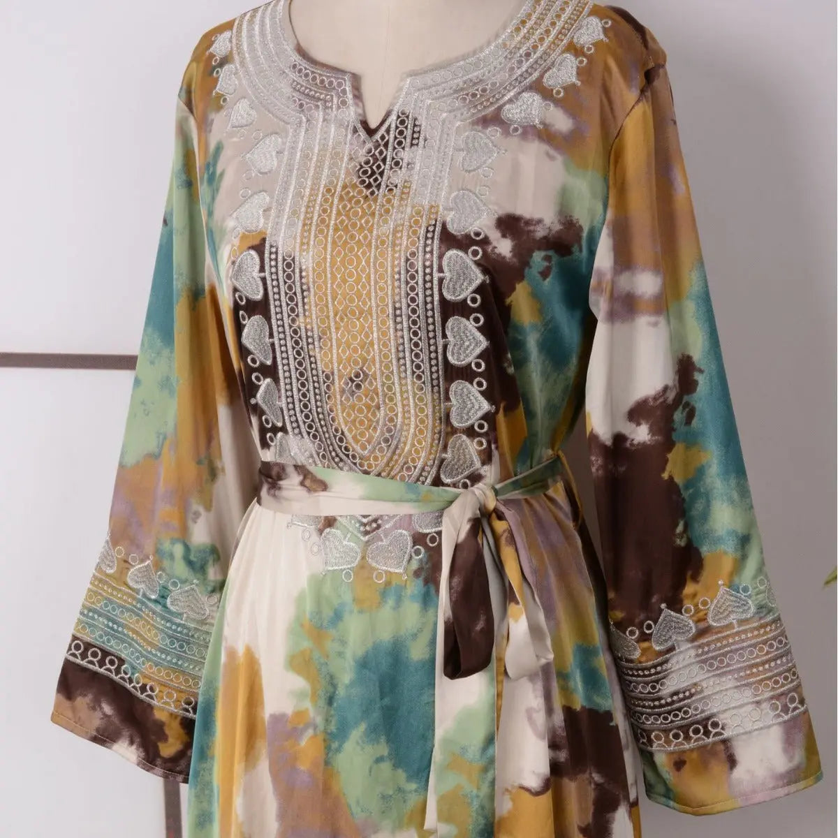 Women's Printed Embroidered Large Swing Muslim Dress null