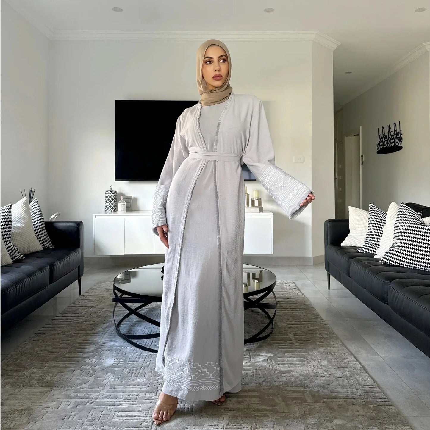 Fringe Cardigan Robe Muslim Dress null