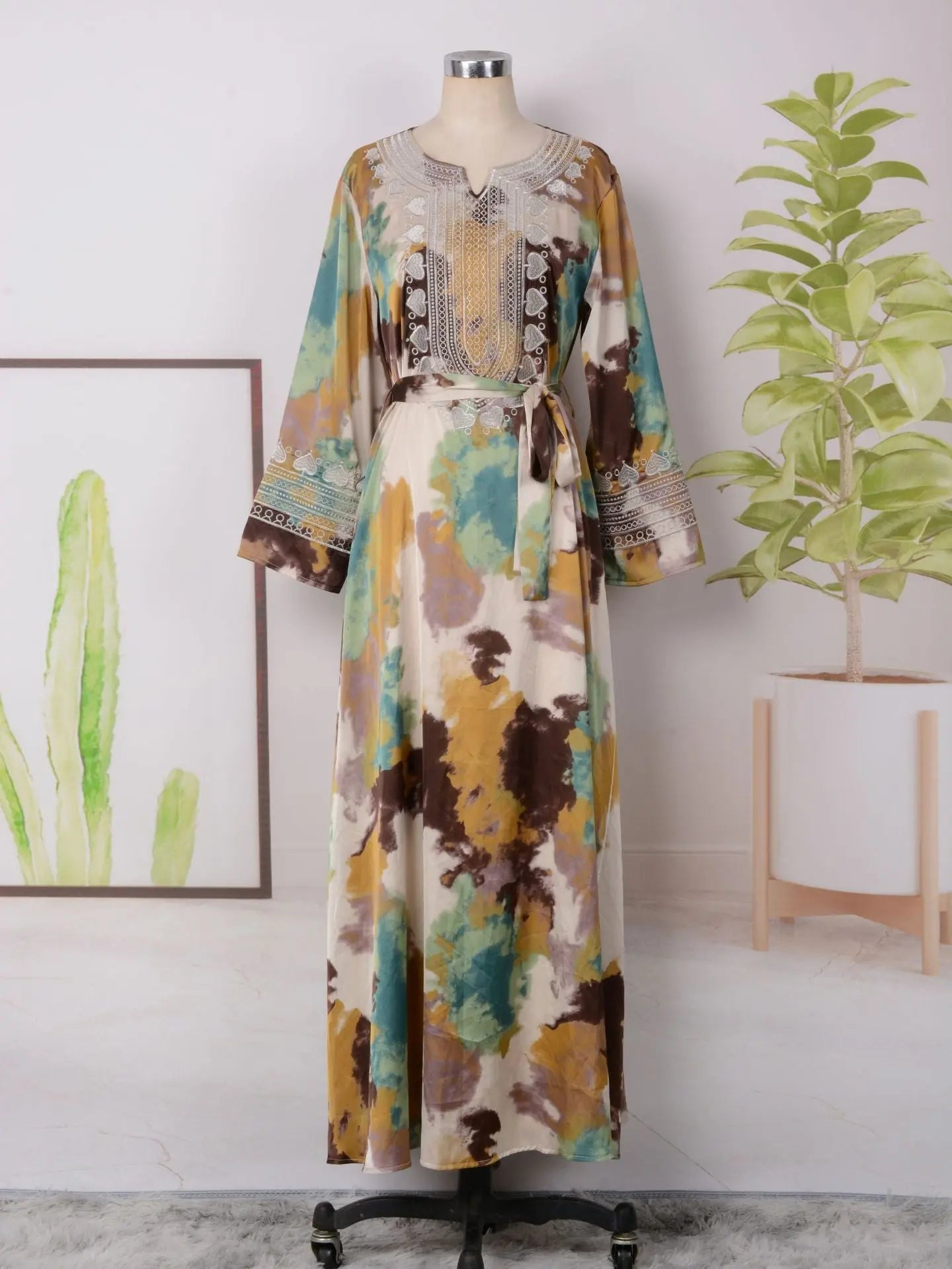 Women's Printed Embroidered Large Swing Muslim Dress null