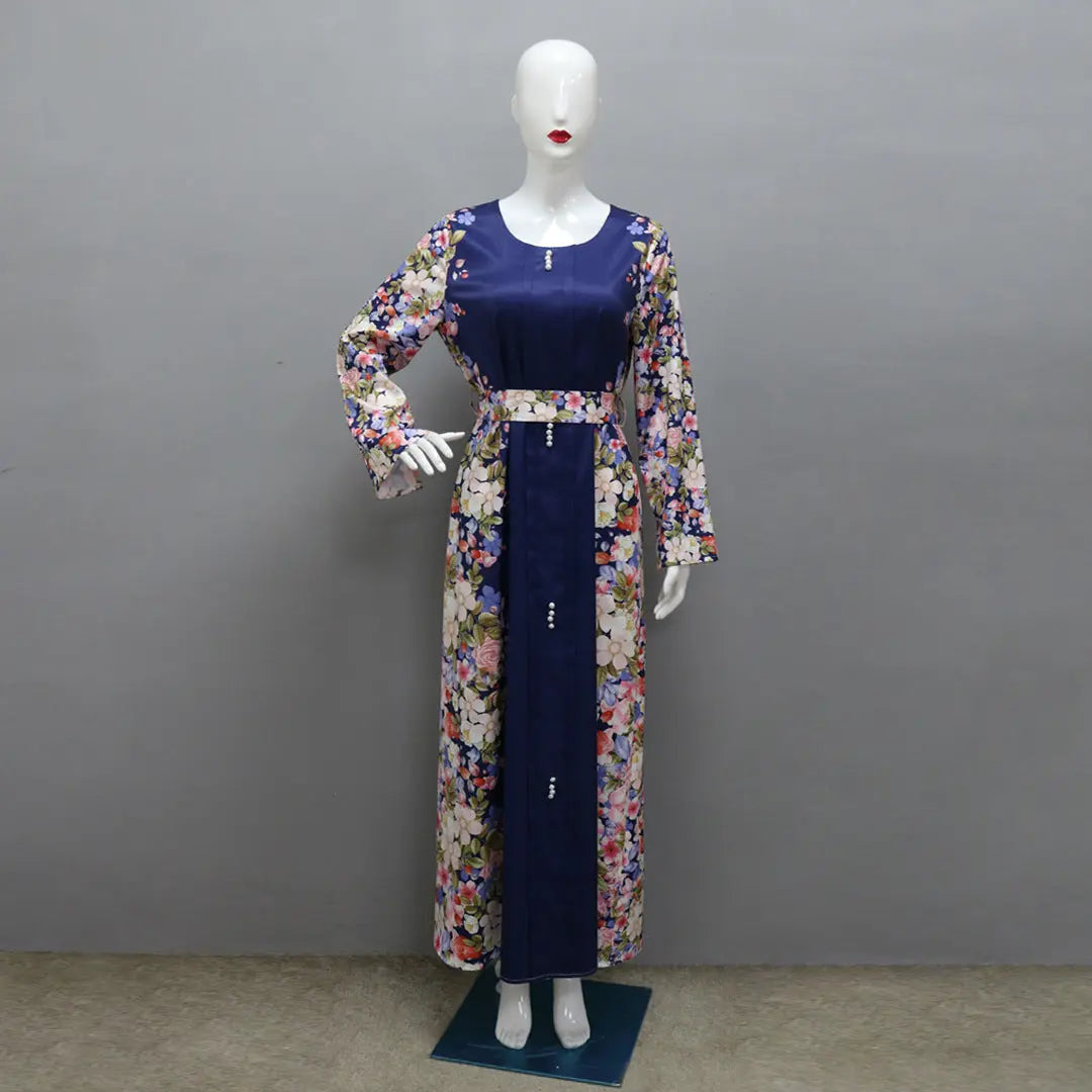 Middle East Print Dress Muslim Robe - Nadastore