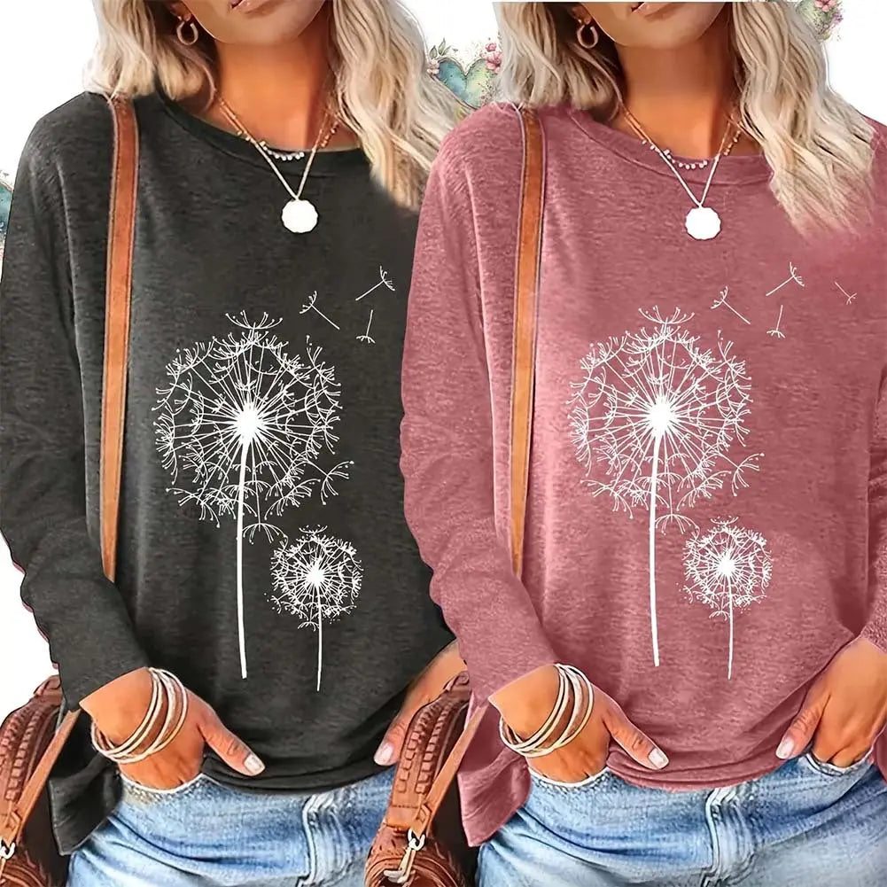 Flowers Graphic Long Sleeve Tees Shirts For Women null