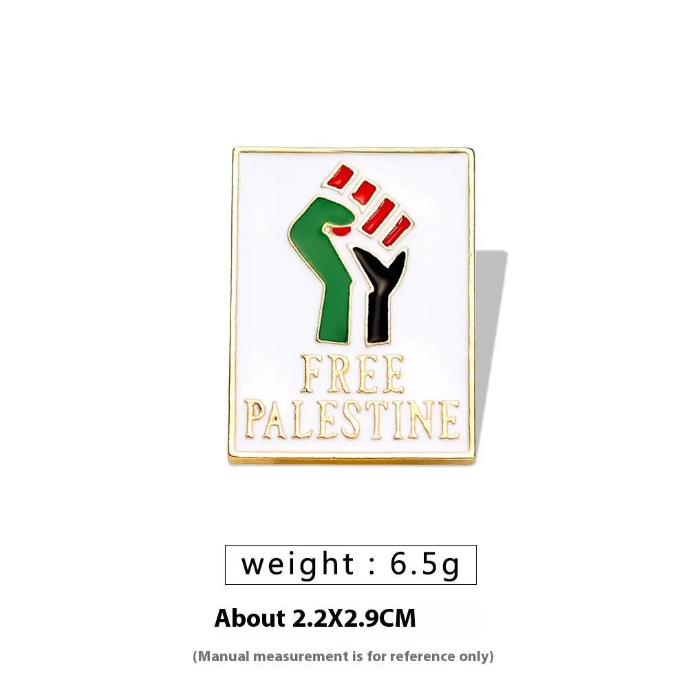 Free Palestine Flag Brooch Gold Badge Clothes Accessories Pin null