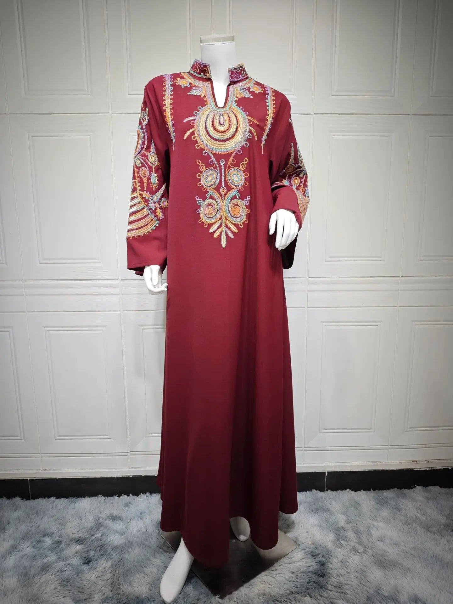 Women's Embroidered Rope Embroidered Muslim Pullover Dress null