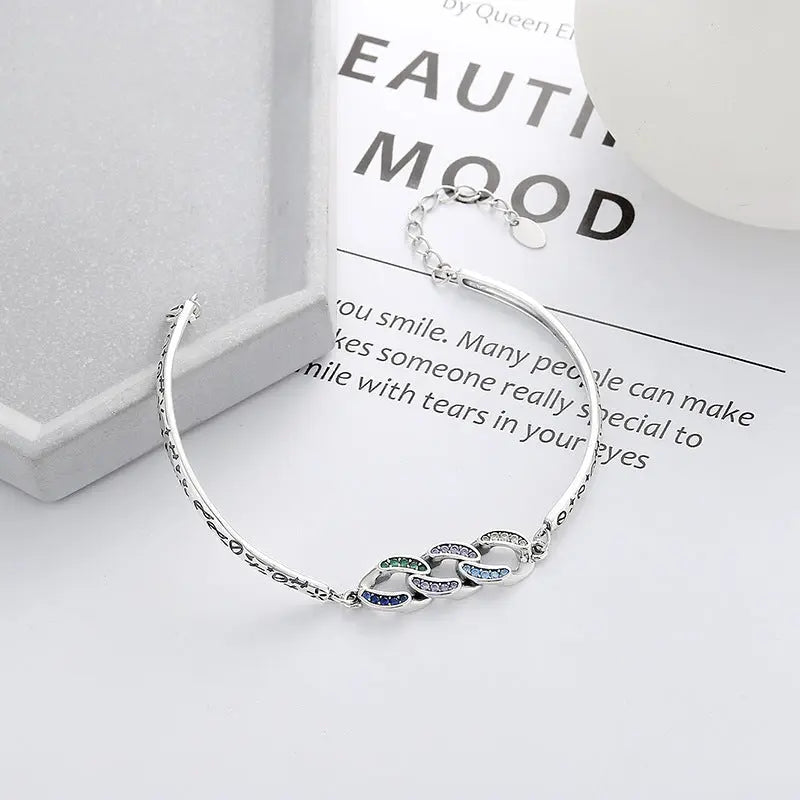 S925 Sterling Silver Retro Affordable Luxury Style Splicing Chain Bracelet For Women null