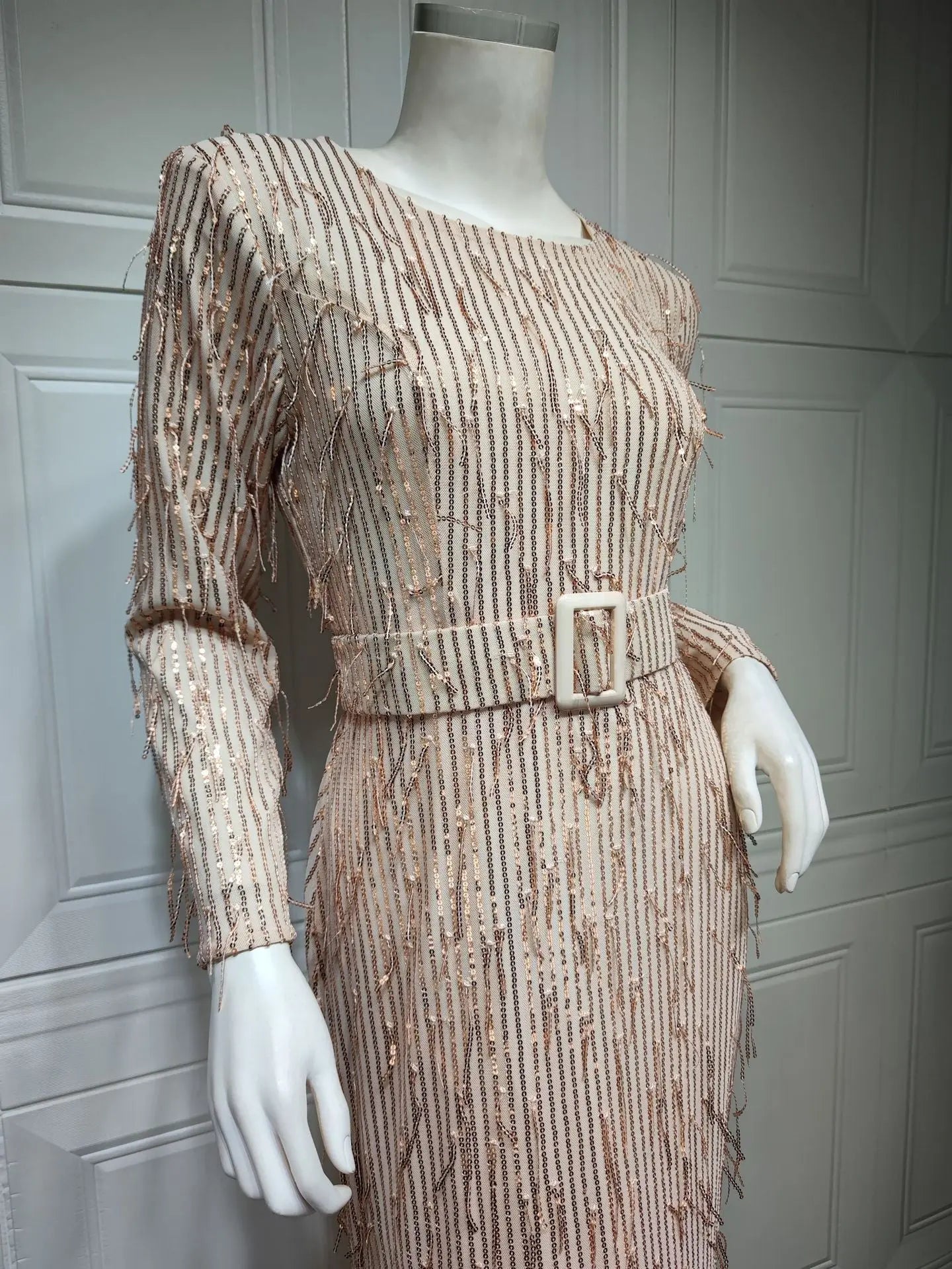 Sequin Tassels Slim-fit Dress Muslim Dress null