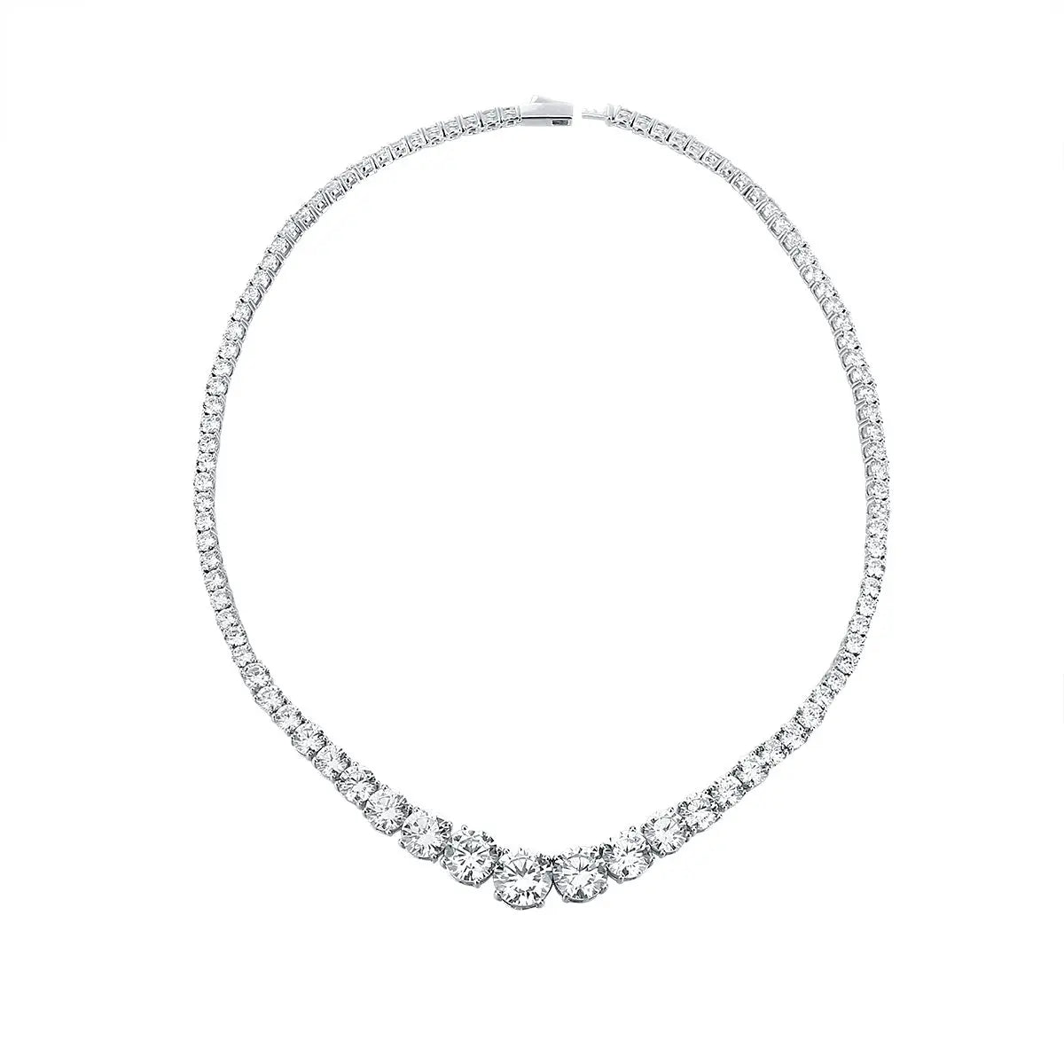 Moissanite 925 Sterling Silver Single Row Full Diamond Necklace For Women null