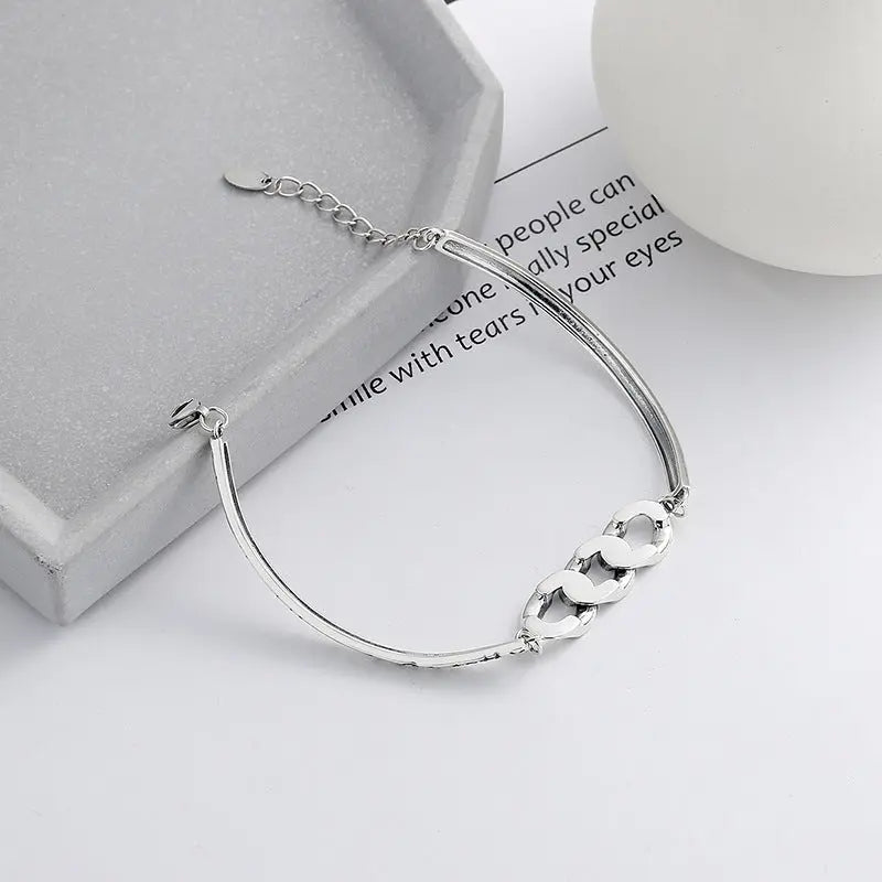 S925 Sterling Silver Retro Affordable Luxury Style Splicing Chain Bracelet For Women null