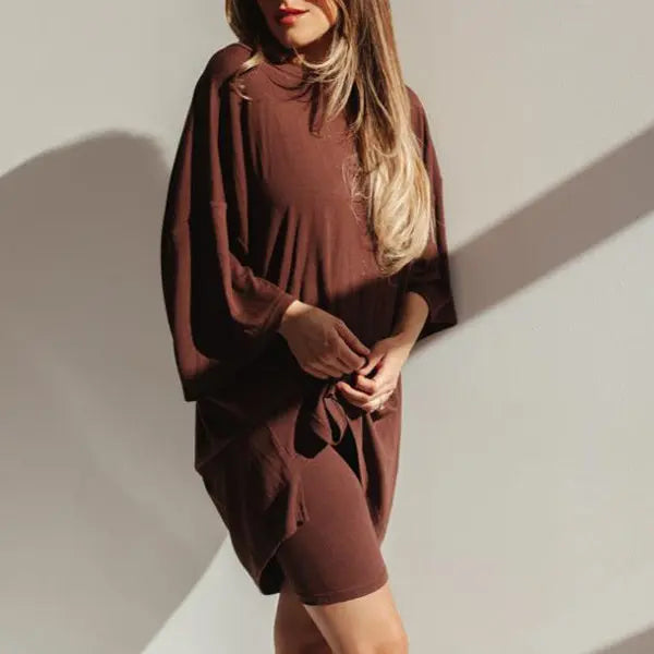 Summer Shorts Suit Fashion Loose Short-sleeved T-shirt And Slim Tight Pants Women's Clothing - Nadastore Summer Shorts Suit Fashion Loose Short-sleeved T-shirt And Slim Tight Pants Women's Clothing