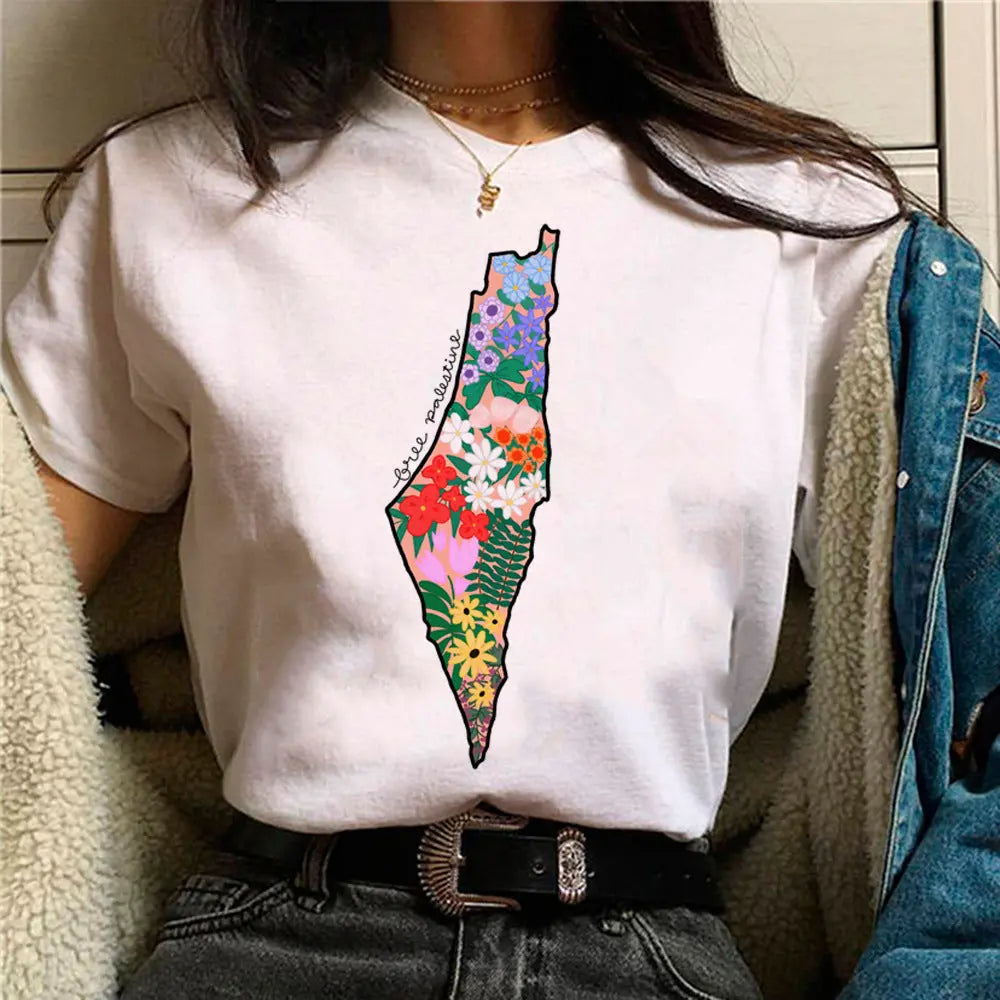 Palestine T-shirts Women Comic Japanese Tshirt Female Funny - Nadastore -Palestine T-shirts Women Comic Japanese Tshirt Female Funny