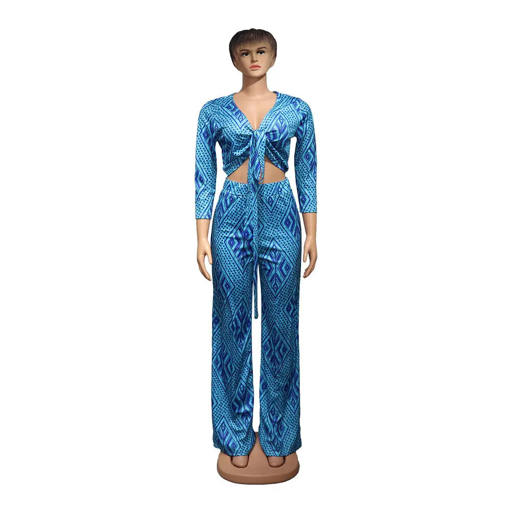 African Women Fashion Tops And Pants Set null