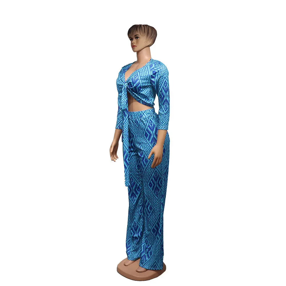 African Women Fashion Tops And Pants Set null