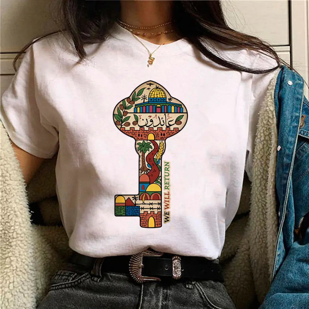 Palestine T-shirts Women Comic Japanese Tshirt Female Funny - Nadastore -Palestine T-shirts Women Comic Japanese Tshirt Female Funny