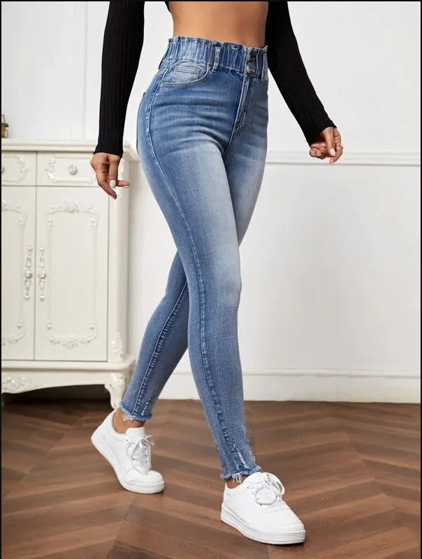 Women's New Fashion Jeans High Elastic Tight Jeans null