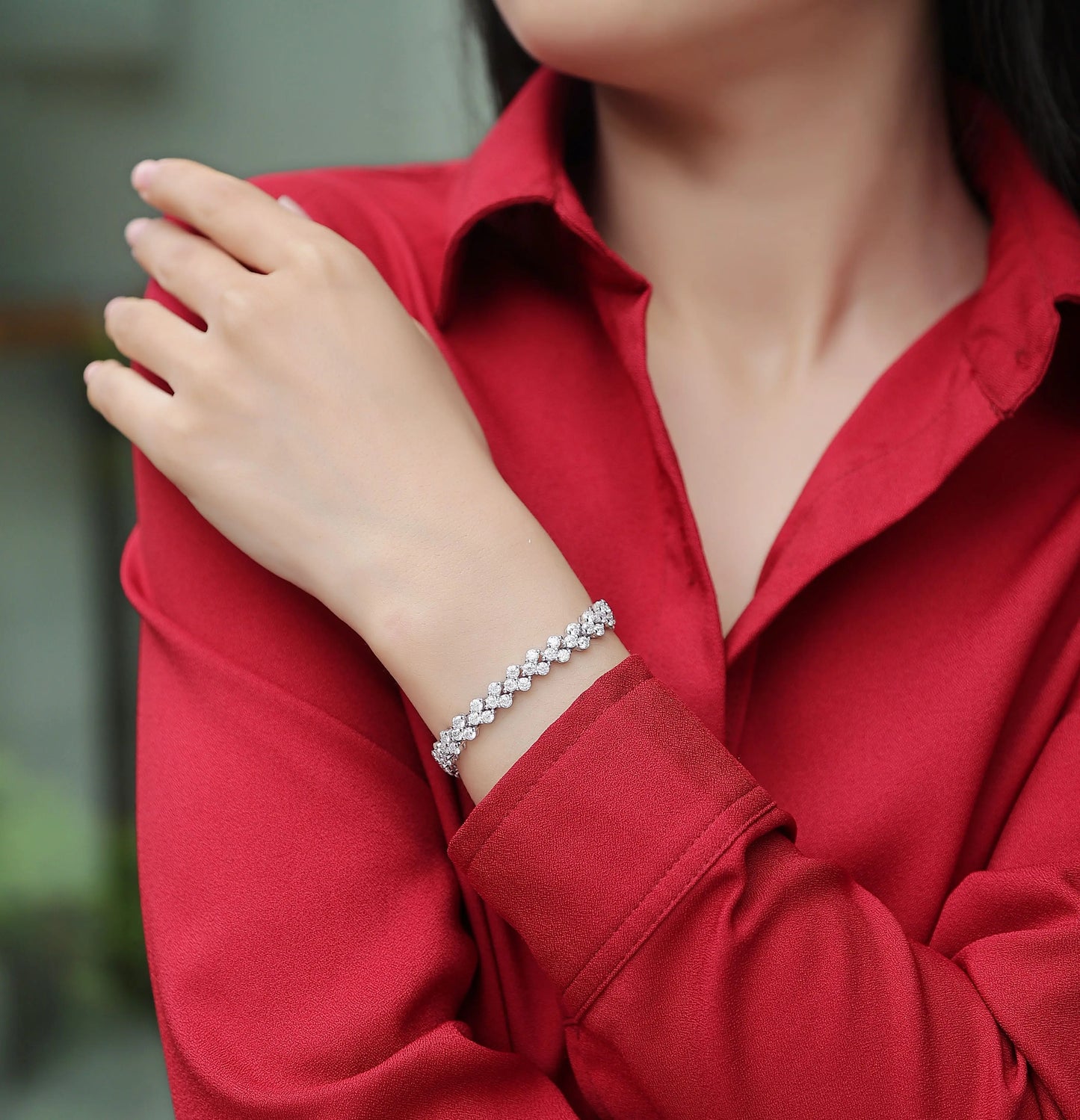 Kanong Luxury Fashion Mossan Diamond S925 Silver Bracelet null