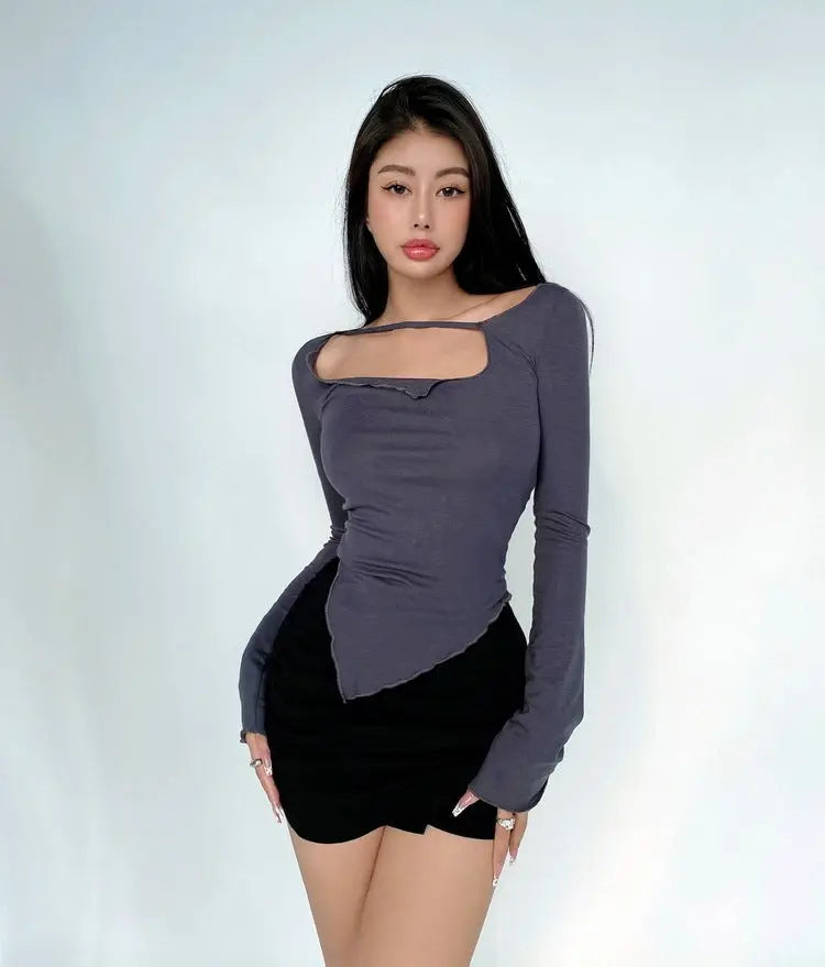 Small Slim Irregular Thin Blouse T-shirt null
