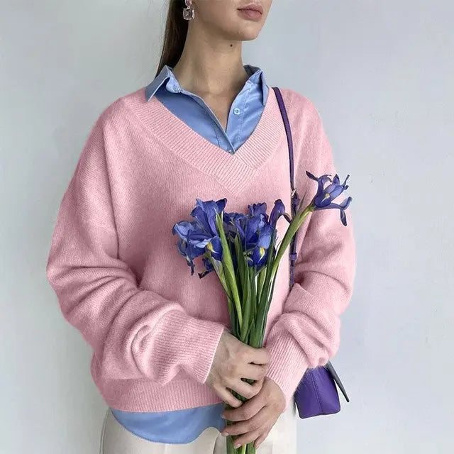 Soft Cashmere Sweater Women Casual LoosePullovers Tops null