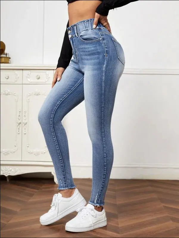 Women's New Fashion Jeans High Elastic Tight Jeans null