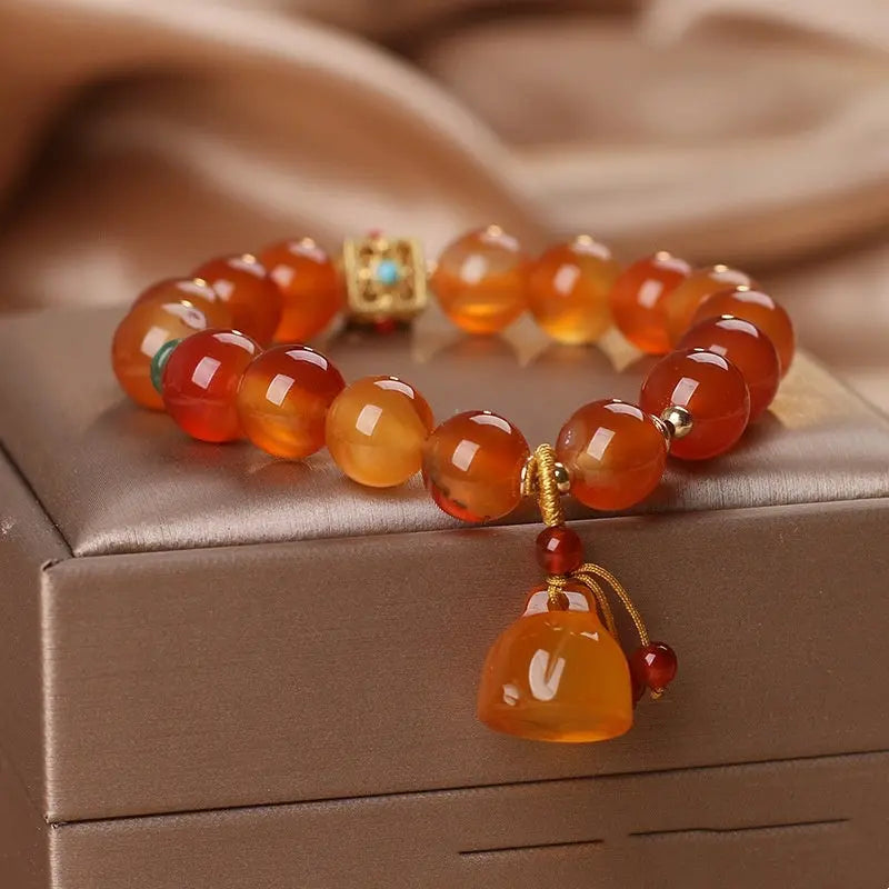 Natural Agate Bracelet For Women Light Luxury Minority Lotus Seedpod null