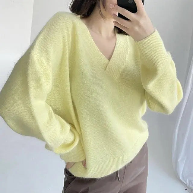 Soft Cashmere Sweater Women Casual LoosePullovers Tops null