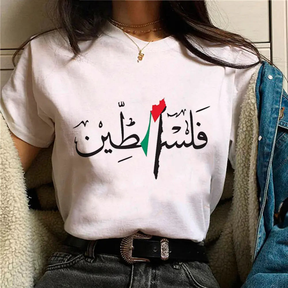 Palestine T-shirts Women Comic Japanese Tshirt Female Funny - Nadastore -Palestine T-shirts Women Comic Japanese Tshirt Female Funny