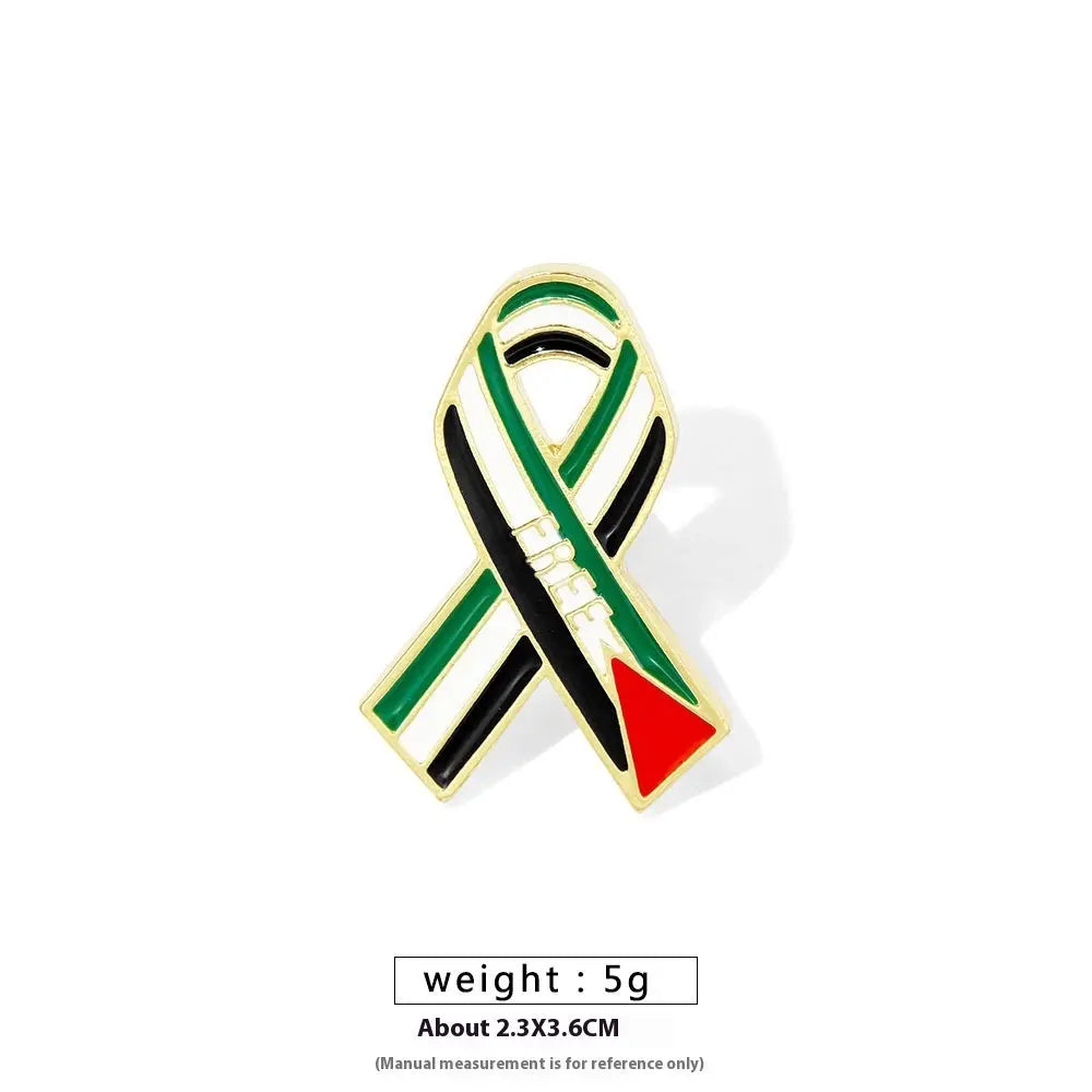 Free Palestine Flag Brooch Gold Badge Clothes Accessories Pin null