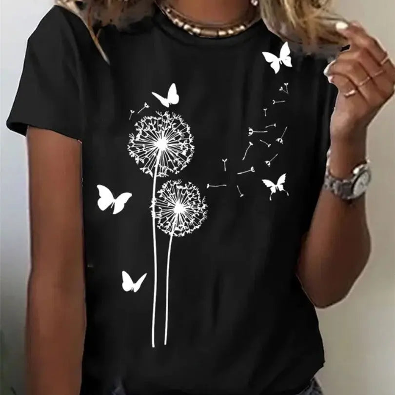 Printed T-shirt Casual Tops For Women null