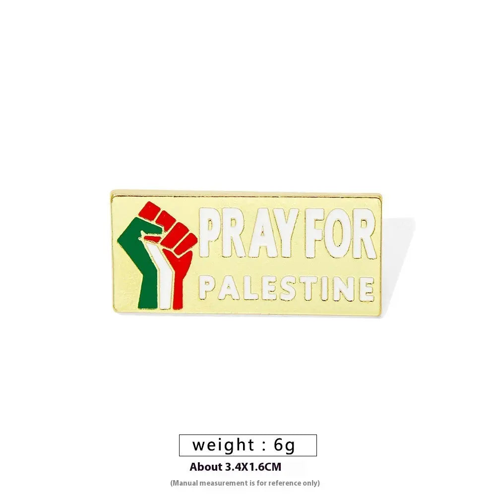 Free Palestine Flag Brooch Gold Badge Clothes Accessories Pin null