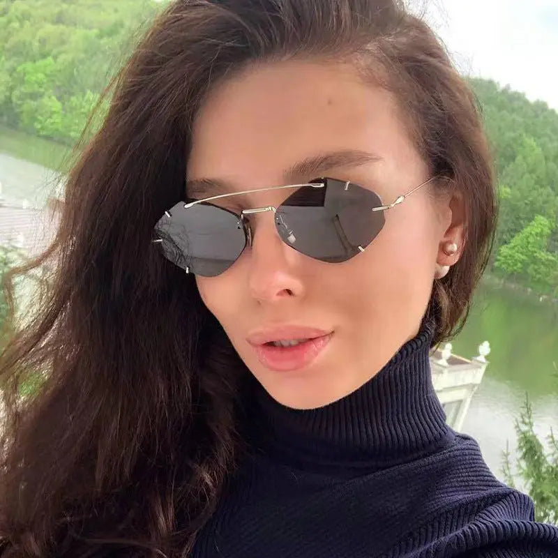 Metal Frameless Sun Glasses Women null