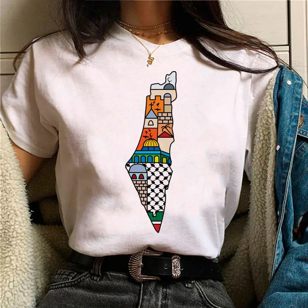 Palestine T-shirts Women Comic Japanese Tshirt Female Funny - Nadastore -Palestine T-shirts Women Comic Japanese Tshirt Female Funny
