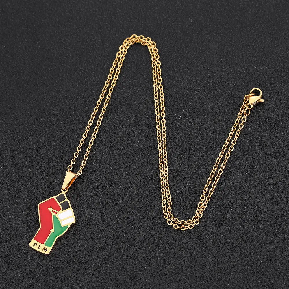 Stainless Steel Palestine Map Pendant Necklace null
