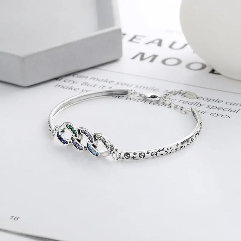 S925 Sterling Silver Retro Affordable Luxury Style Splicing Chain Bracelet For Women null