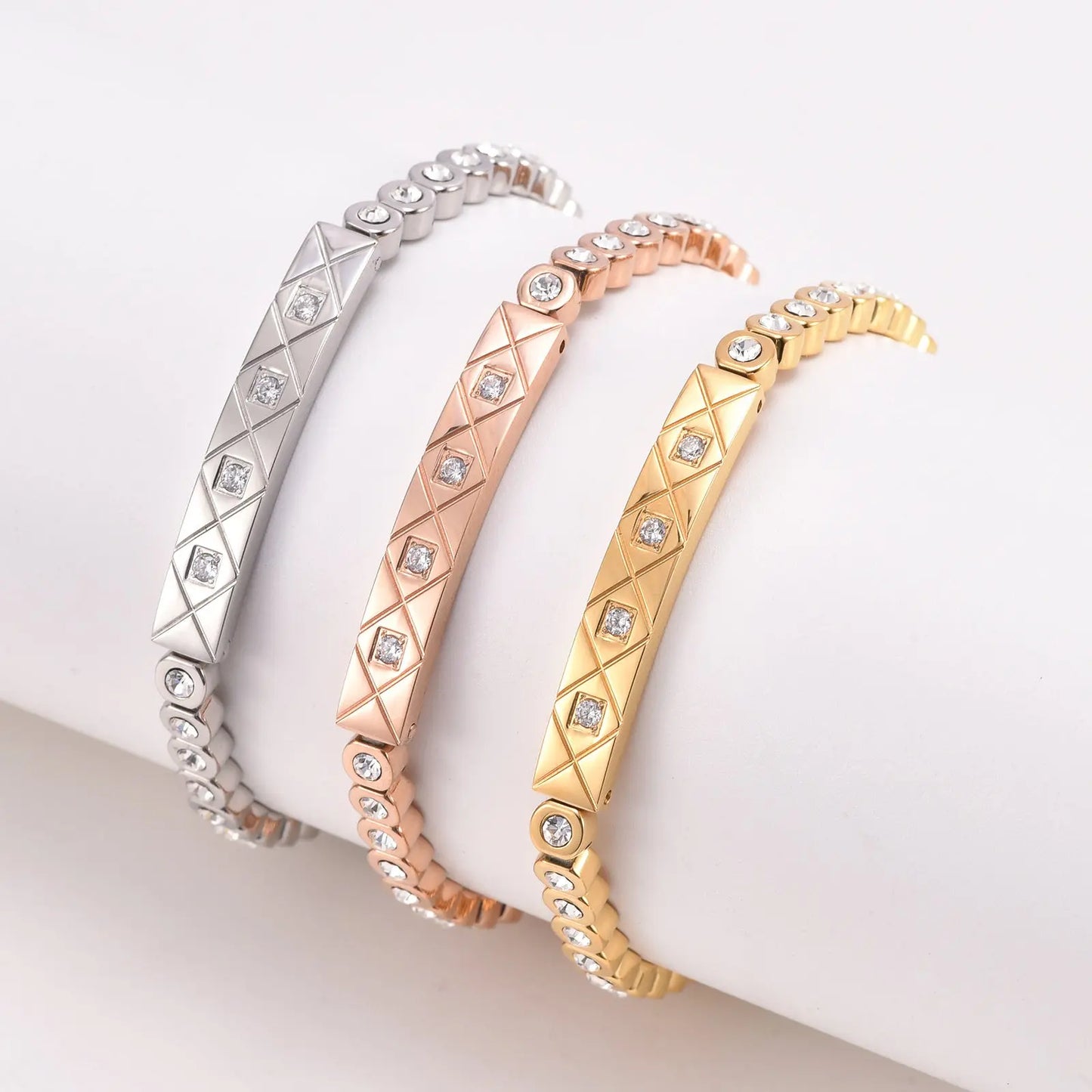 Light Luxury High-grade Diamond Chessboard Bracelet null