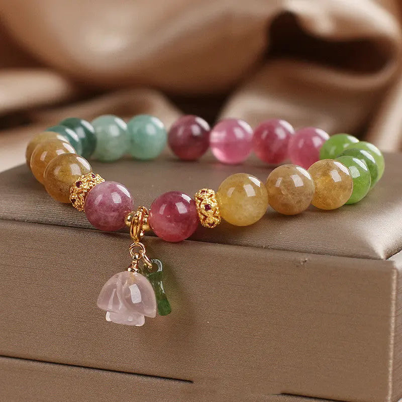 Color Tourmaline Jade Bracelet For Women Special Interest Light Luxury null