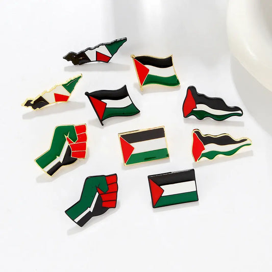 Free Palestine Flag Brooch Gold Badge Clothes Accessories Pin null