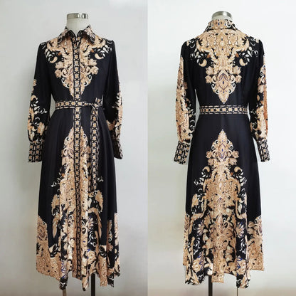 Muslim Women's Wear Arabic Print Swing Dress null