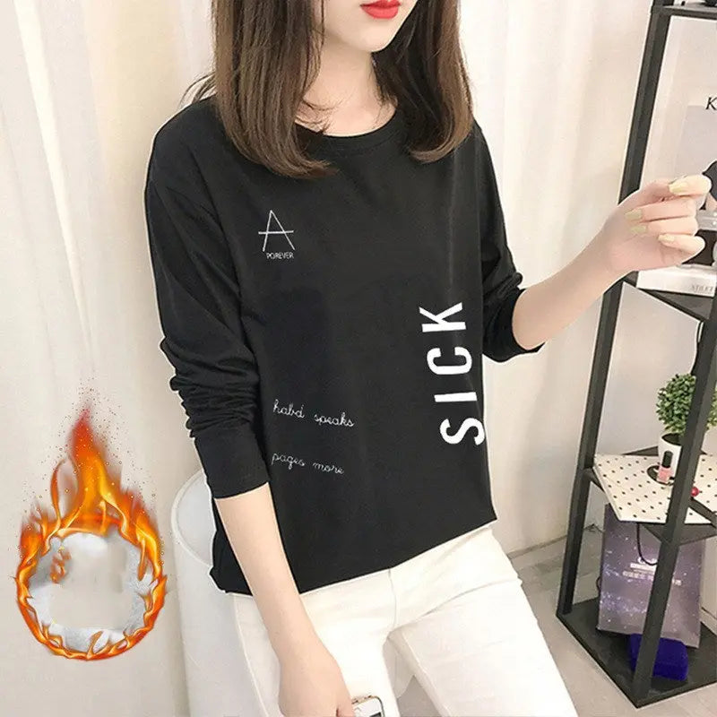 New Velvet Padded Long-Sleeved Women's Bottoming Shirt null