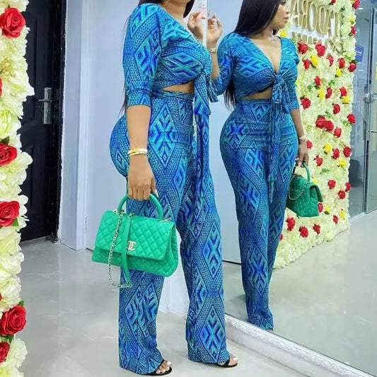 African Women Fashion Tops And Pants Set null