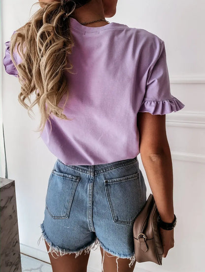 Simple style short sleeve round neck T-shirt null