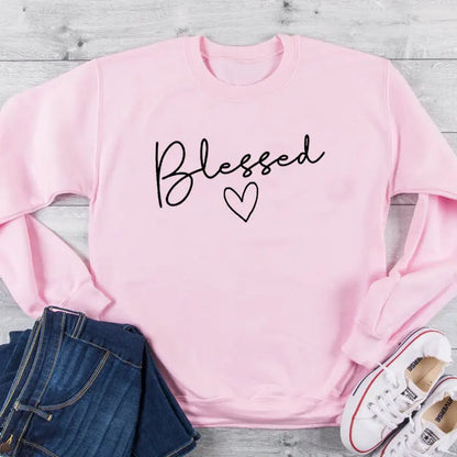 Long-sleeved sweater blessed love pattern European and American trend letters casual tops null