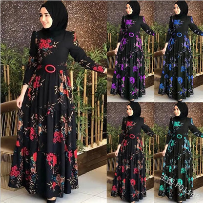 Women'S Printed Plus Size Muslim Dress 4Xl null