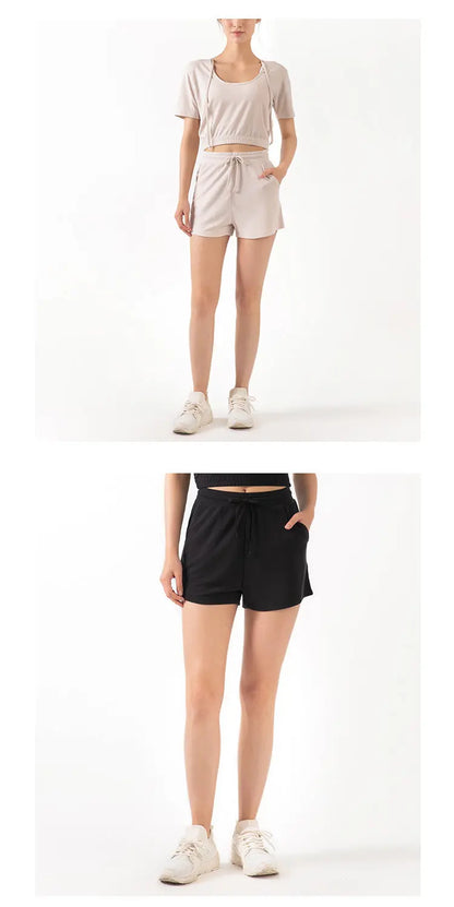Lace Wide Loose Shorts Women HipsRunning Sports Fitness Fashion Casual Yoga Shorts null