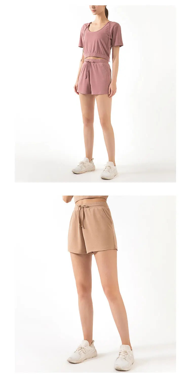 Lace Wide Loose Shorts Women HipsRunning Sports Fitness Fashion Casual Yoga Shorts null