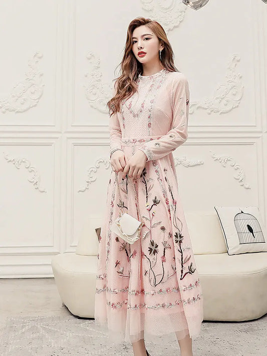 Temperament Skirt Heavy Embroidered Thin Dress null