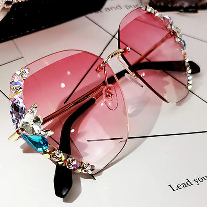 Luxury Rhinestone Square Sunglasses Women Fashion Outdoor Shades null