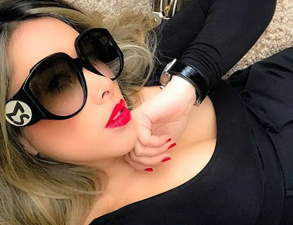 New Arrival Oversize Women Round Sun Glasses Fashion Ladies Olive Frames Glasses null
