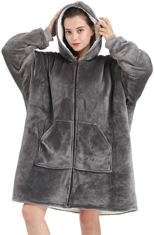 Long sleeve pocket zipper tv TV blanket casual sweater null
