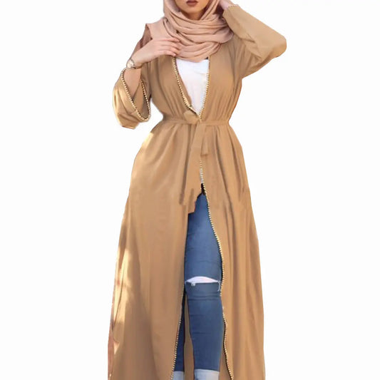 Bandage cardigan robe Muslim dress null